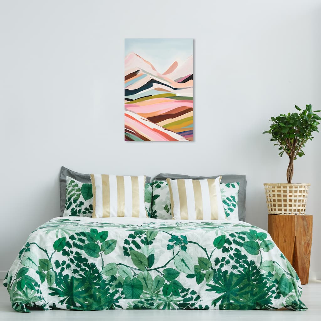 Wynwood Studio Abstract Colorful Pastel Territory Pink and Pastel Pink Modern & Contemporary Wall Art Canvas Print