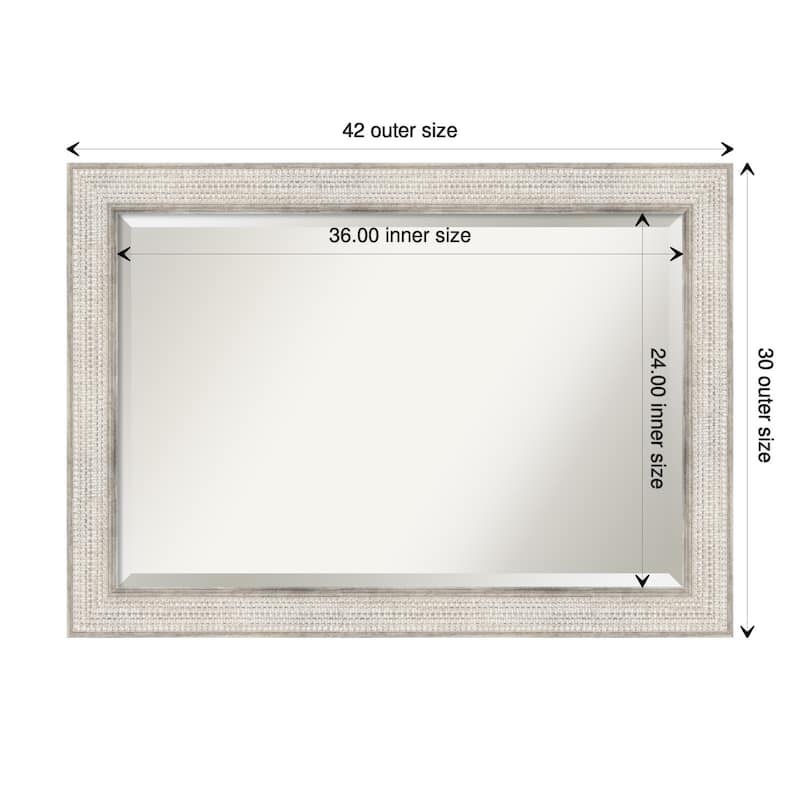 Beveled Wood Bathroom Wall Mirror - Trellis Silver Frame - Trellis Silver - 42 x 30 in