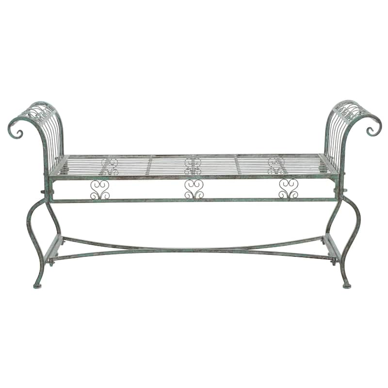 SAFAVIEH Outdoor Kyara Victorian Iron 52-inch Bench - 52Wx16Dx26H