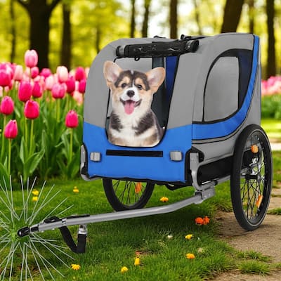 Large Folding Dog Bike Trailer - 66LB Capacity Pet Bicycle Carrier with Steel Frame, All-Terrain Wheels & Rain Cover