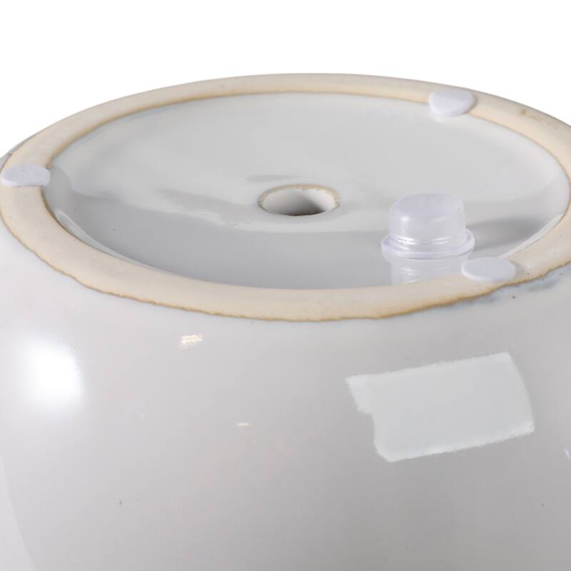 Decorative Ceramic Flower Planter with Flower Applique - Ivory