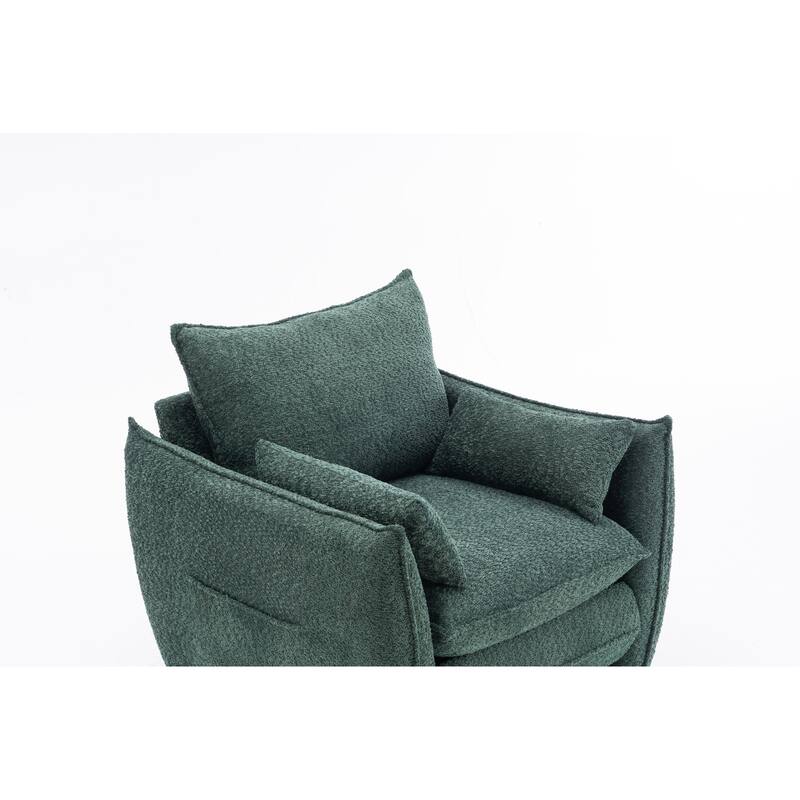 Chenille Sharp-Angle Accent Chairs with Steel Frame and Tool-Free Assembly