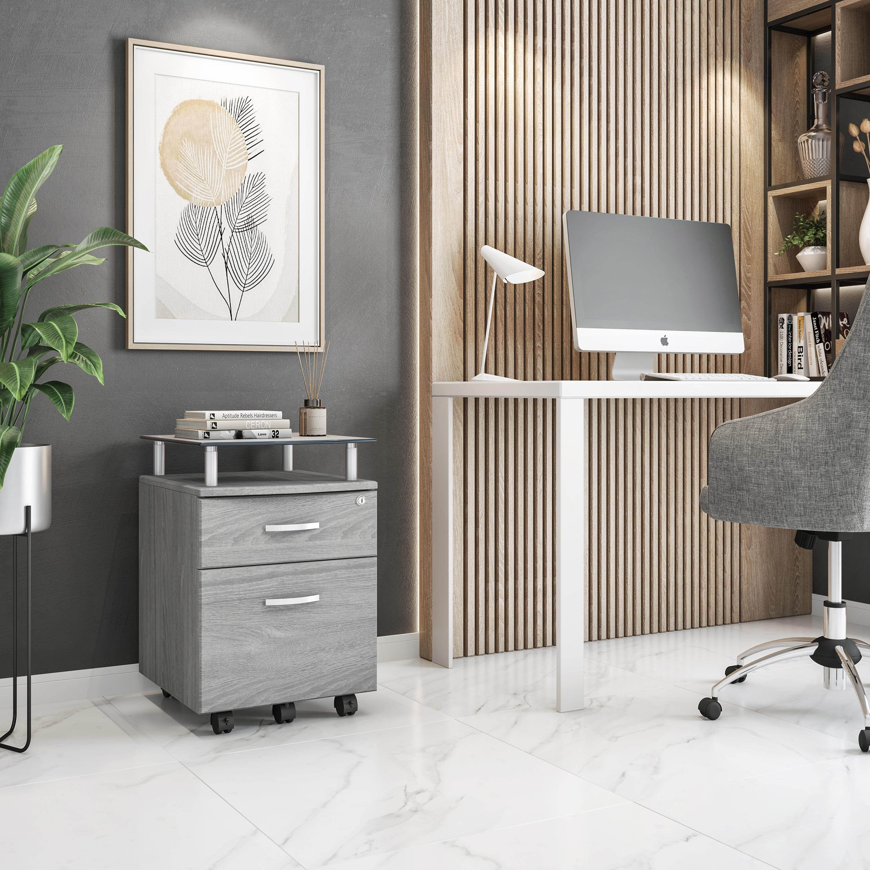 Rolling file cabinet with seat discount