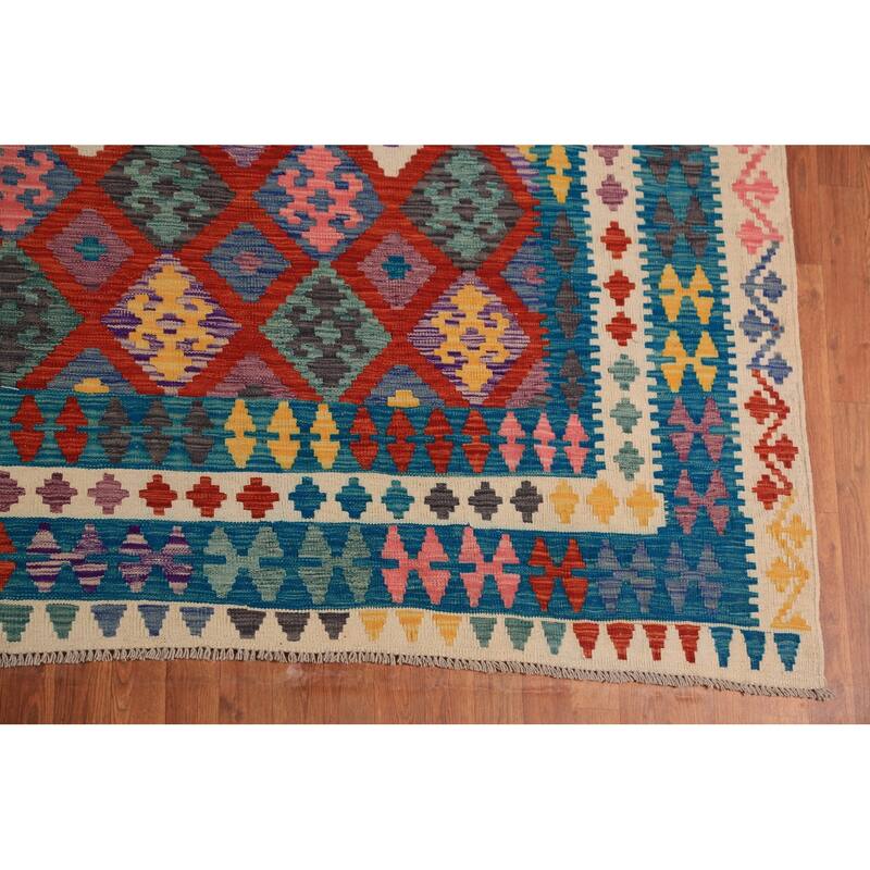 Palace Size Kilim Oriental Rug Hand-Woven Wool Carpet - 9'11"x 16'4"