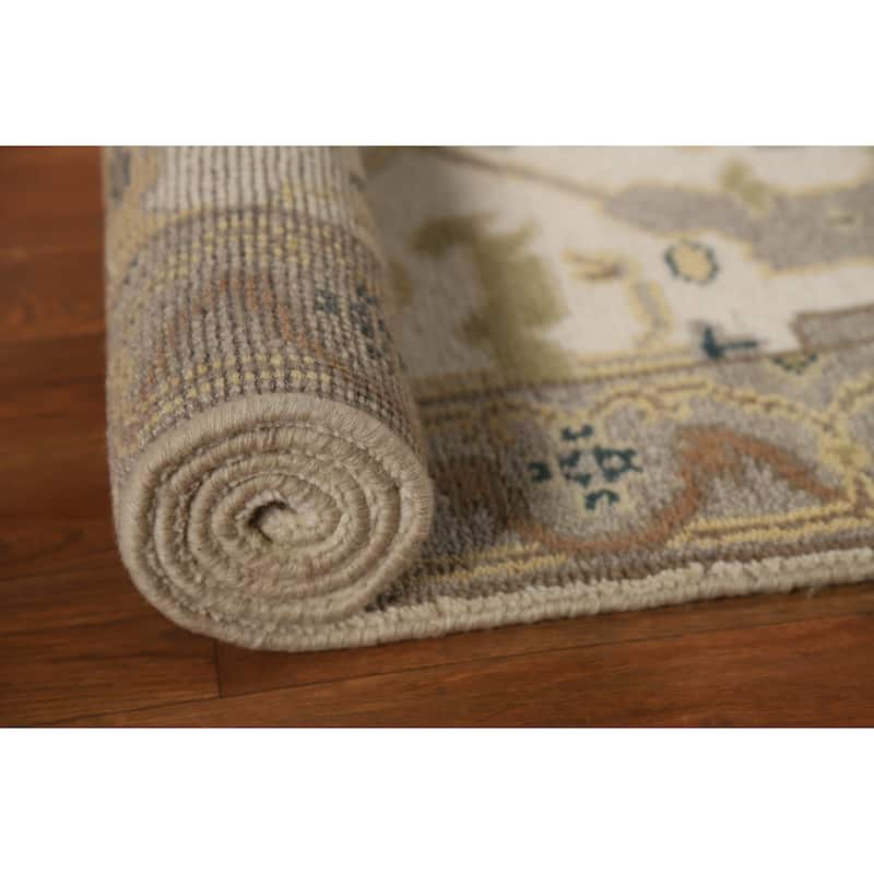 Ivory Oushak Indian Runner Rug Handmade Wool Carpet - 2'7"x 7'9"