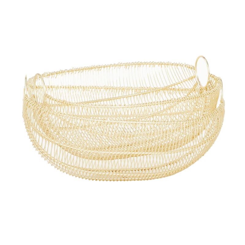 Gold Iron Contemporary Decorative Bowl (Set of 2) - 15 x 15 x 8