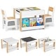 preview thumbnail 2 of 15, 4 in 1 Kids Activity Table and Chairs Set with Reversible Tabletop Included Bookshelves - 24" x 24" x 19" Natural-White