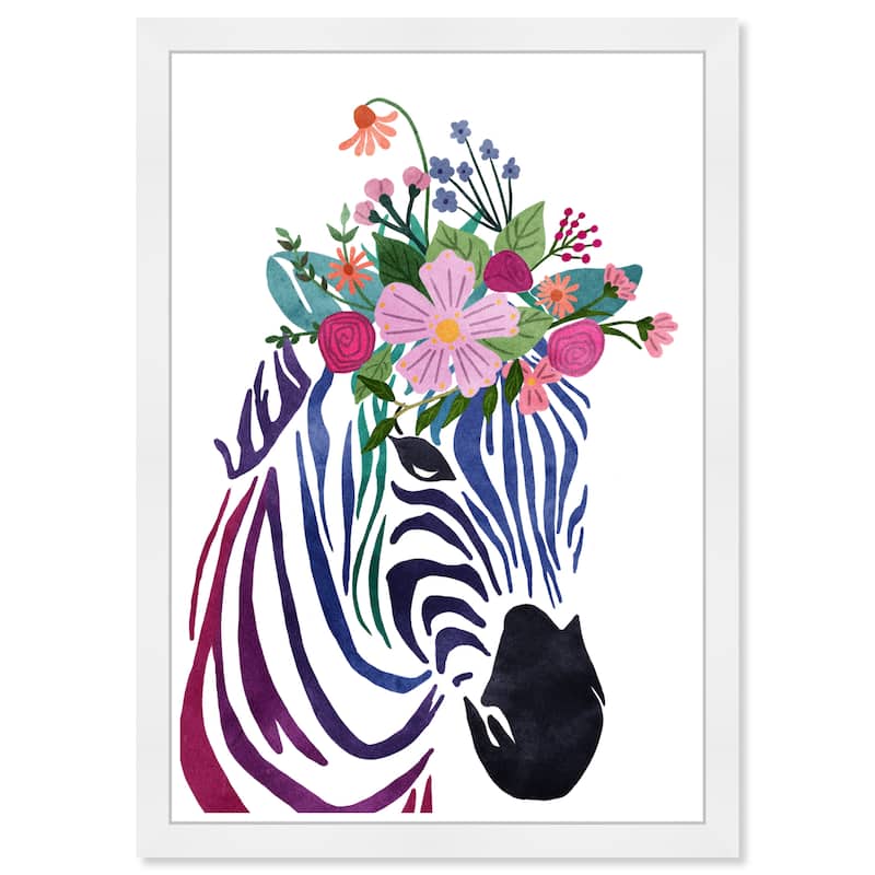 Wynwood Studio Prints Animals Floral Zebra Black and Tropical Wall Art Canvas Print
