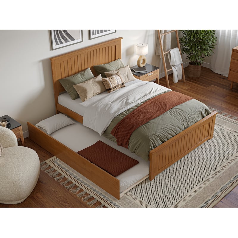 Nantucket Solid Wood Platform Bed with Matching Footboard & Twin Trundle