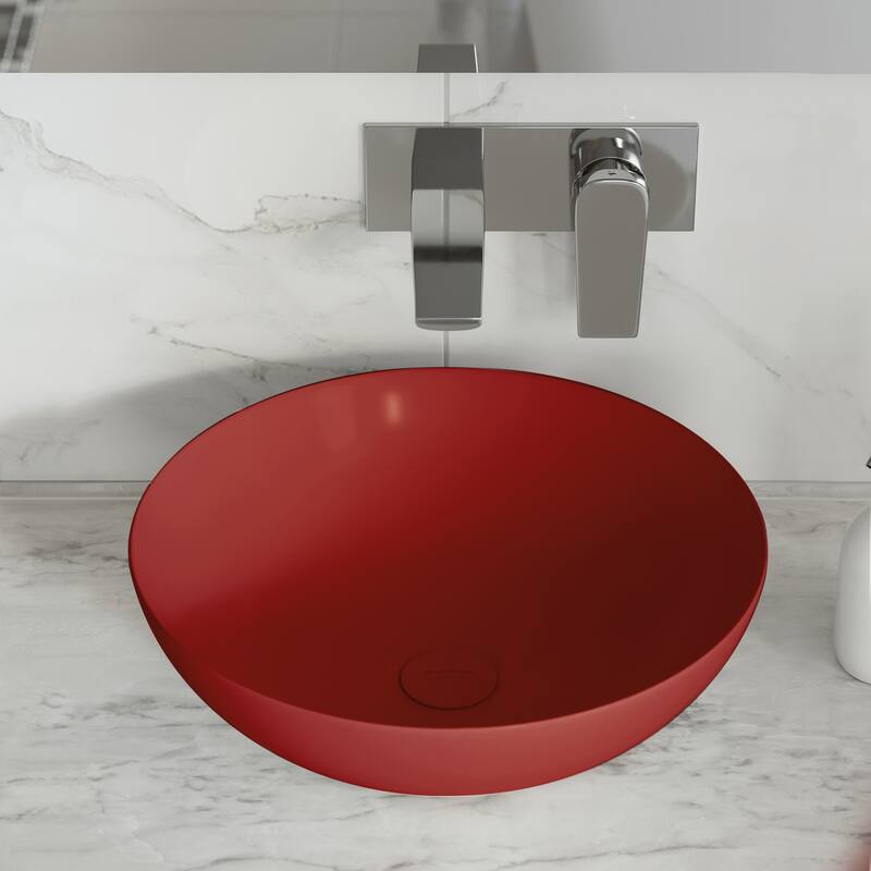 Ceramic Pop Up Drain W/O Overflow In Matte Red - 8.87" x 2.87" 2.75"