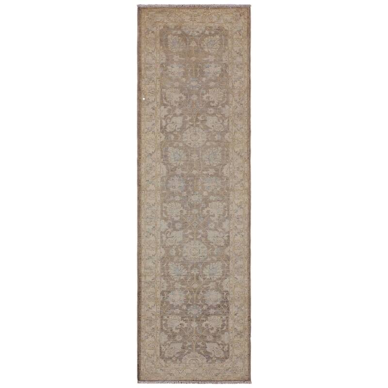 Oriental Ziegler Kathline Brown Ivory Hand-Knotted Wool Runner - 2'9'' x 9'10''