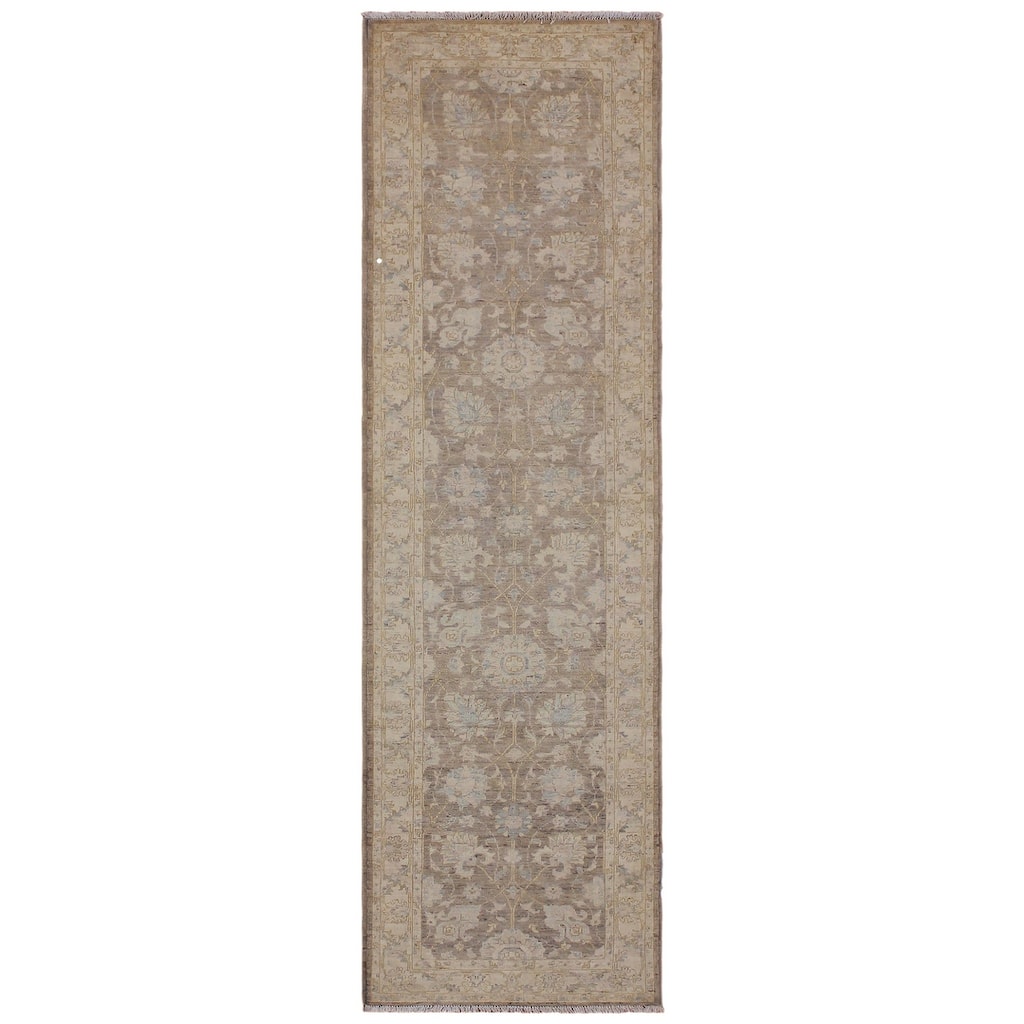 Oriental Ziegler Kathline Brown Ivory Hand-Knotted Wool Runner - 2'9'' x 9'10''