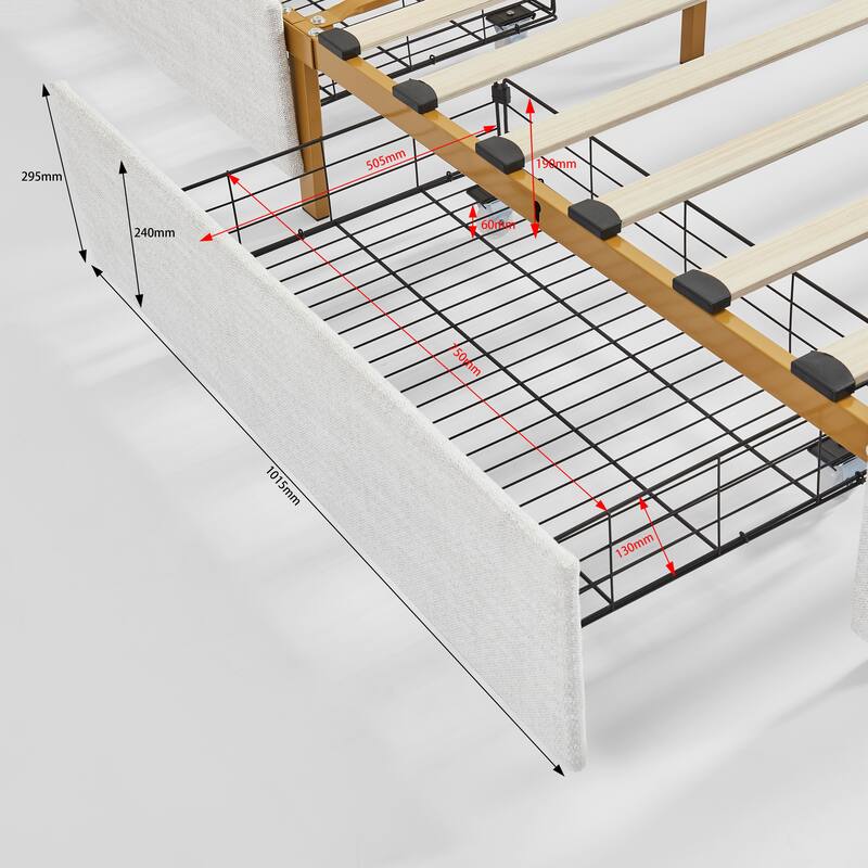Classic Metal Platform bed with Four drawers