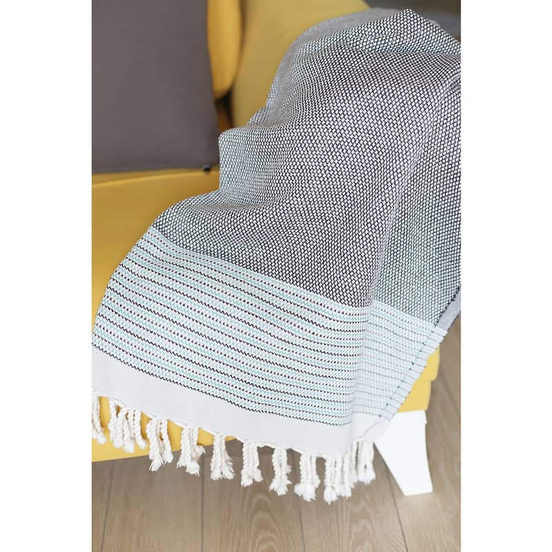 Turkish Cotton Handwoven Single Throw Blankets with Tassels