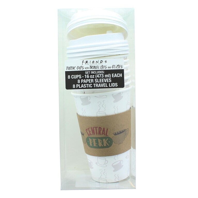 Shop Friends Central Perk Logo 16oz Disposable Coffee Cups W Lids 8 Count Coffe Mug White Overstock 32049254