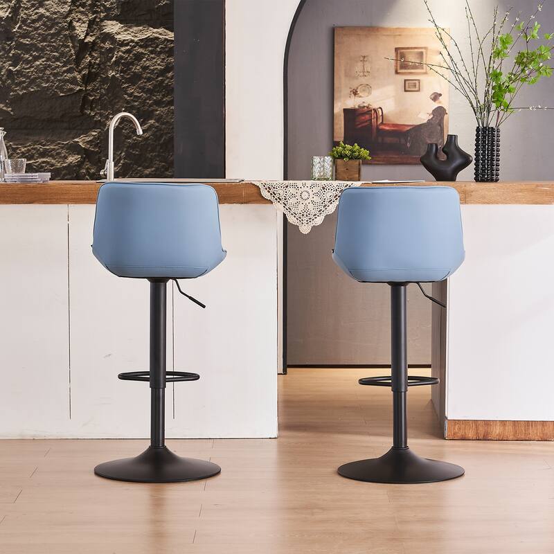 Adjustable Swivel Bar Stools Set of 2 Modern Upholstered Counter Stools