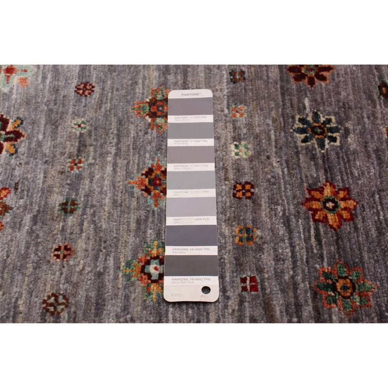 ECARPETGALLERY Hand-knotted Modern Ersari Grey Wool Rug - 2'8 x 8'2