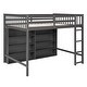 preview thumbnail 10 of 12, Full Size Loft Bed with Open Storage Shelves and Built-in Ladder, Gray