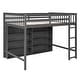 preview thumbnail 10 of 26, Full Size Loft Bed with Shelves, Built-in Ladder, Pine Wood Frame, Grey