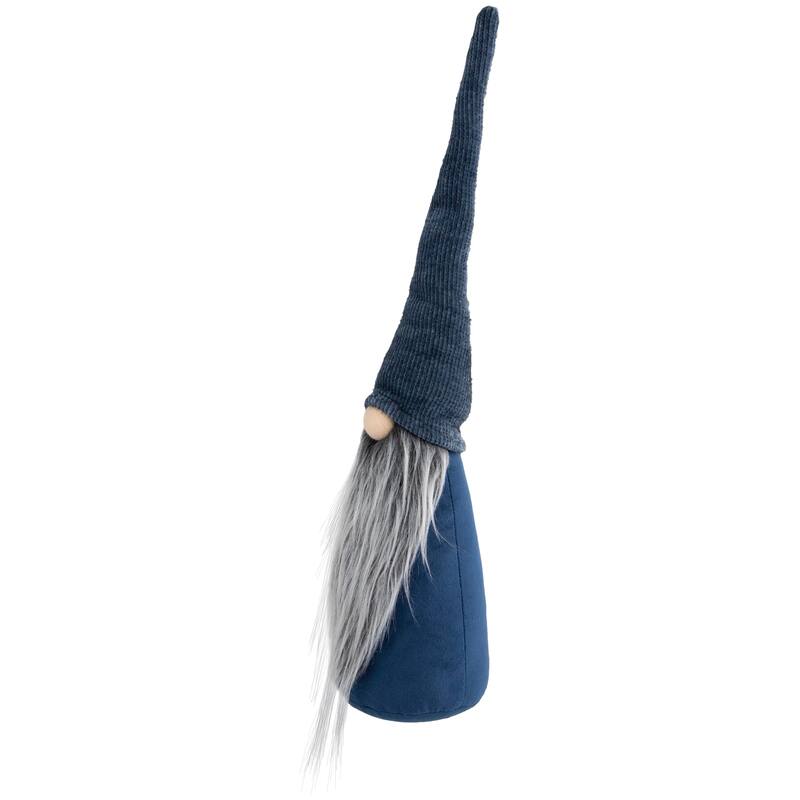 Standing Christmas Gnome with Textured Line Hat Figure - 19" - Navy Blue