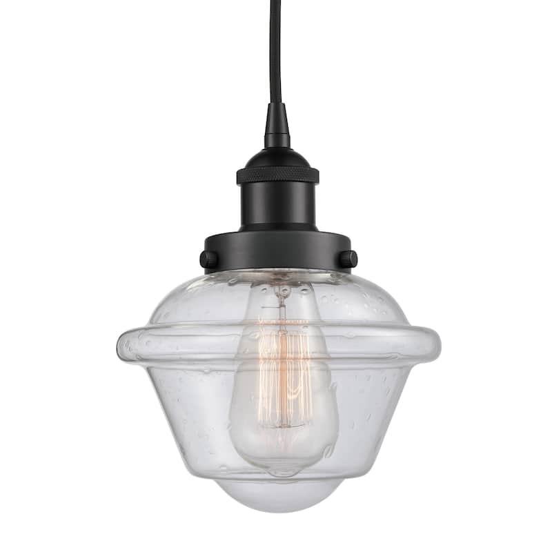 Innovations Lighting 616-1PH-10-8 Oxford Pendant Oxford 8" Wide Mini - Matte Black / Seedy