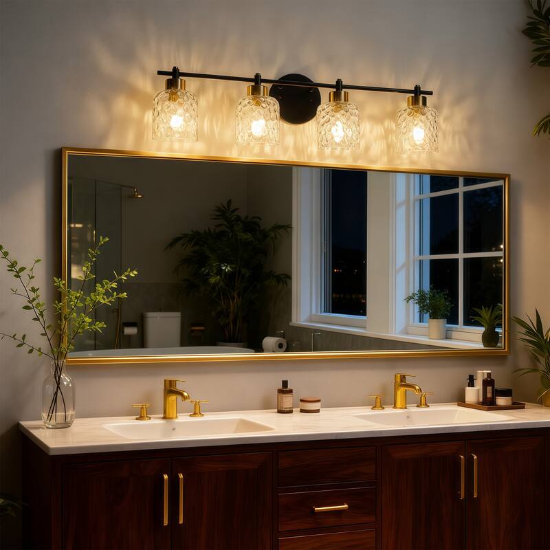 Starsky 2/3/4 Light Modern Dimmable Hammered Glass Bathroom Vanity Light