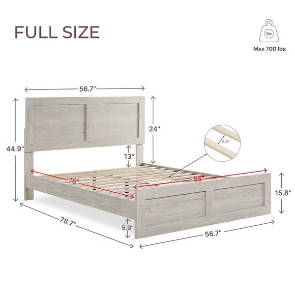 dimension image slide 4 of 7, Spruce & Spring Scout 3-Piece Solid Wood Bed Set with Platform Bed Frame and 2 Nightstands