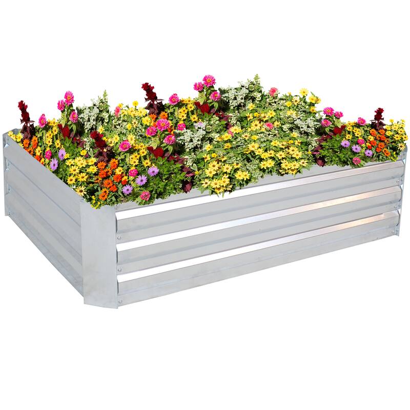 Sunnydaze Galvanized Steel Raised Garden Bed - 4' x 3' - 47.5" x 35.5" x 11.75"