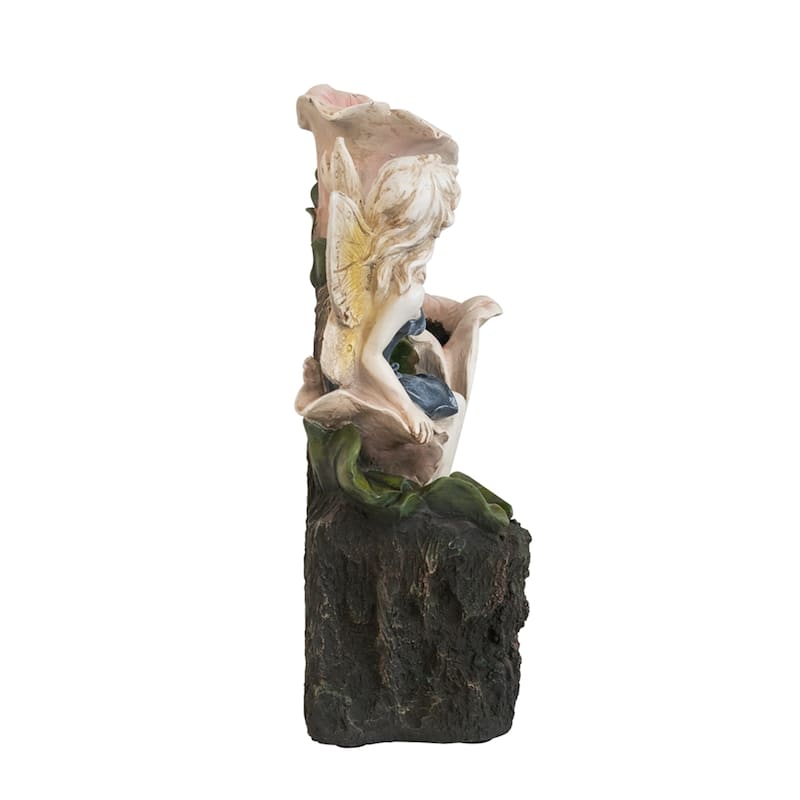 Decorative 3 Tier Tabletop Water Fountain with Fairy and LED Light