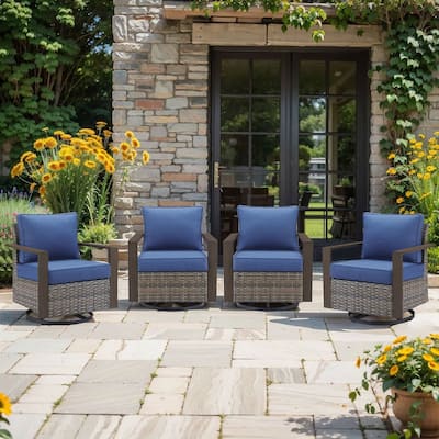 Pocassy 4 Pieces Outoor Swivel Chairs Glider Chair Set