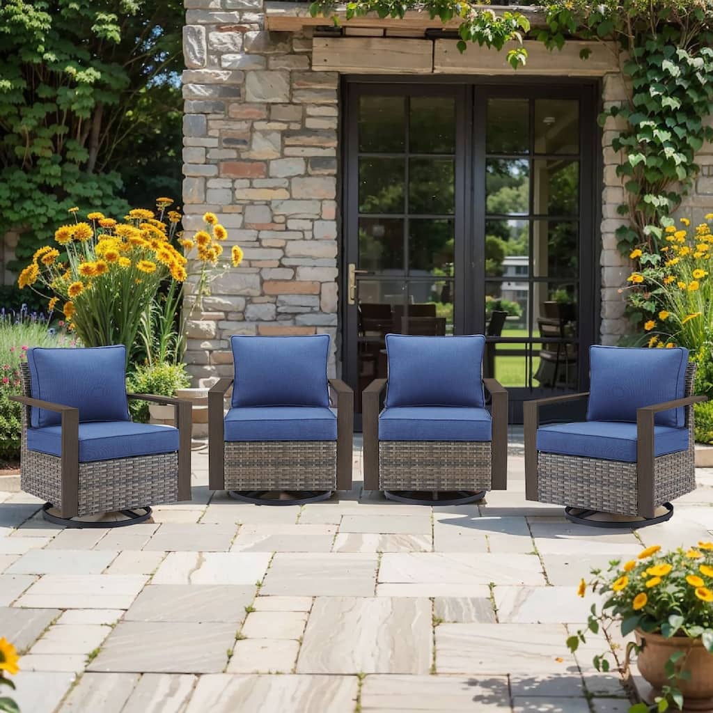 Pocassy 4 Pieces Outoor Swivel Chairs Glider Chair Set