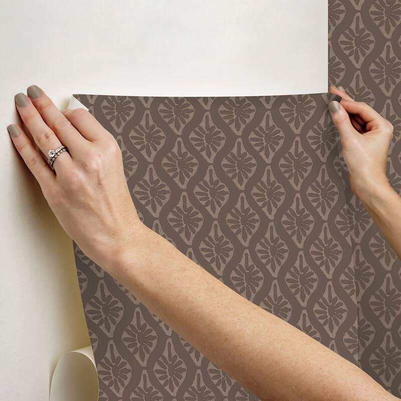 Chris Loves Julia x NuWallpaper Nova Carob Brown Peel and Stick Wallpaper