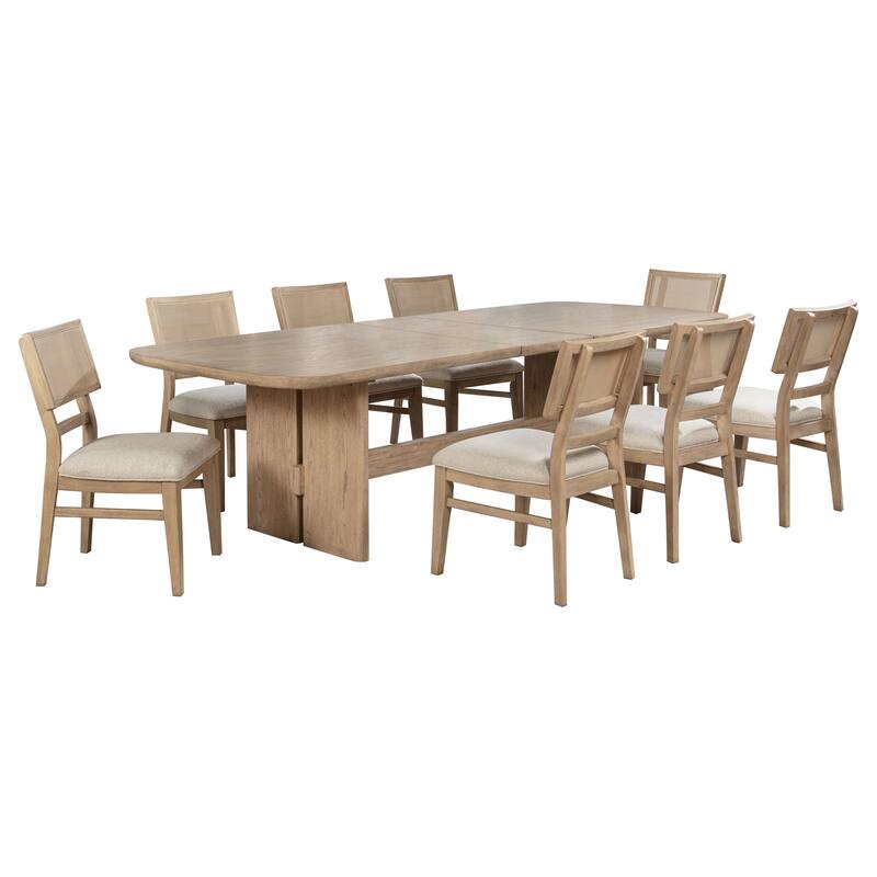 Kailani Rectangular Wood Dining Table Set Beige Oak