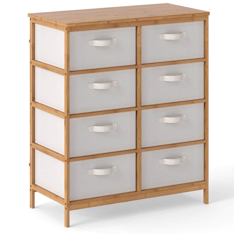 Coatway 8 Drawers Dresser with Removable Fabric Bins, Chest of Drawers - Beige & Natural - 8-drawer