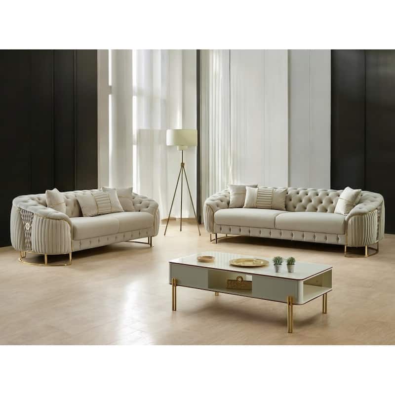 Luis Modern Upholstered 98'' Velvet Tufted Back