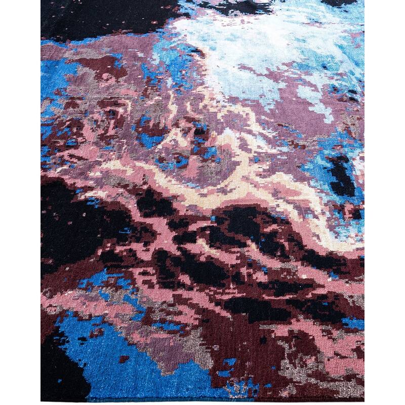 Ikat One-of-a-Kind Hand-Knotted Area Rug - Black, 8' 1" x 10' 0" - 8' 1" x 10' 0"