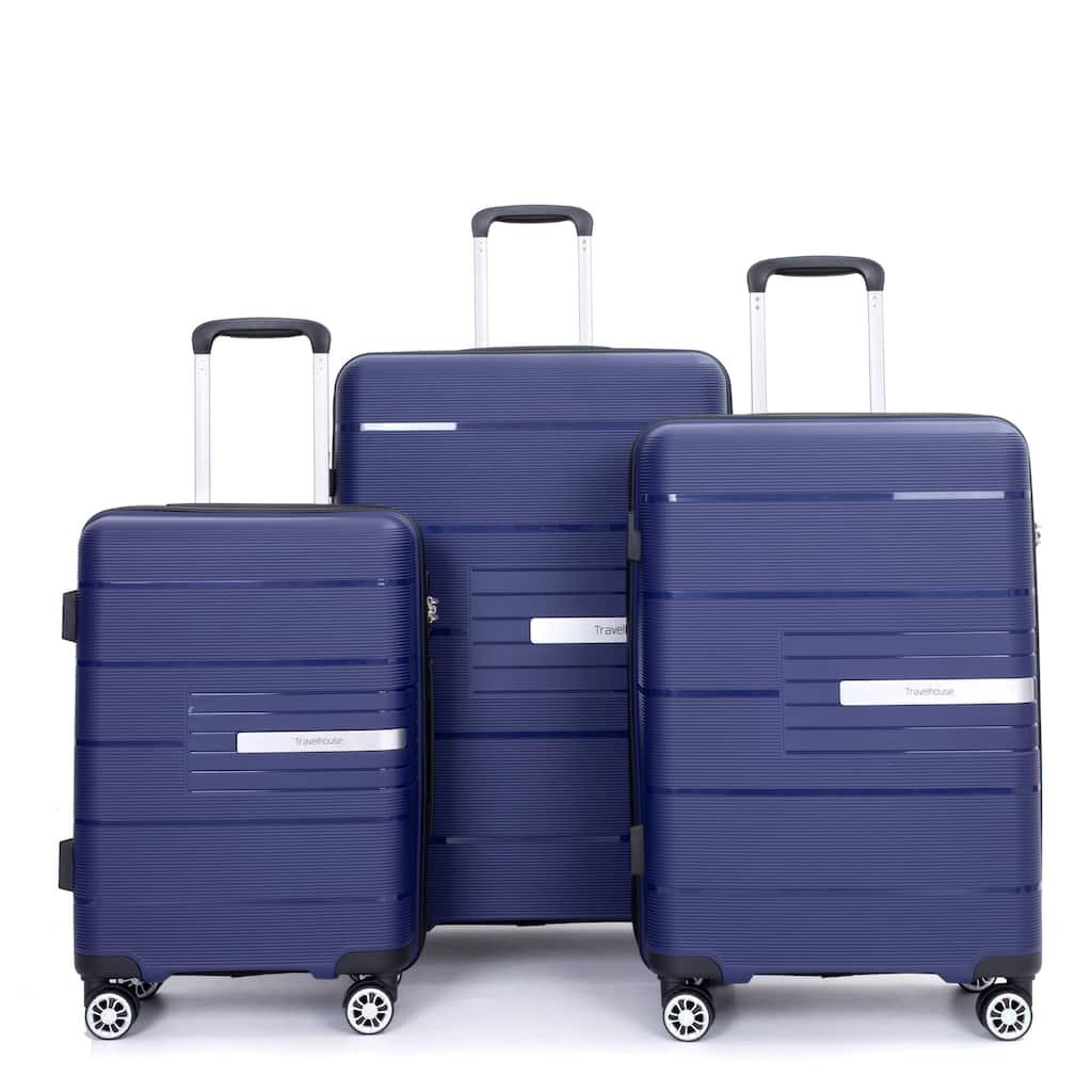 3-Piece, Hard-shell Luggage, Lightweight Luggage with TSA Lock and 2 Swivel Wheels, for Boarding Travel, Navy