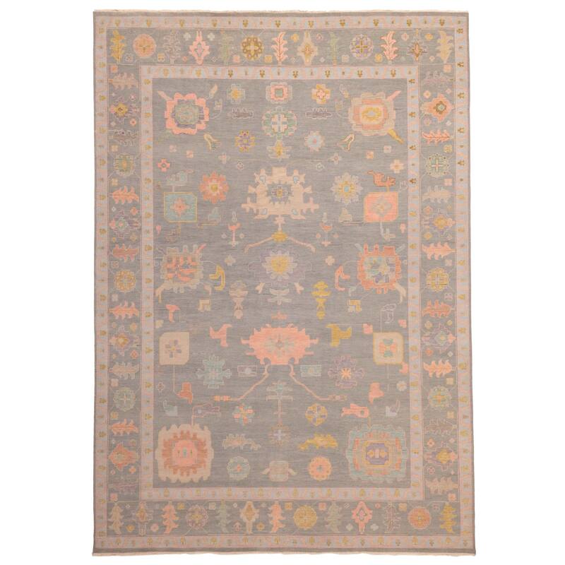 ECARPETGALLERY Hand-knotted Modern Oushak Sage Wool Rug - 9'11 x 13'9