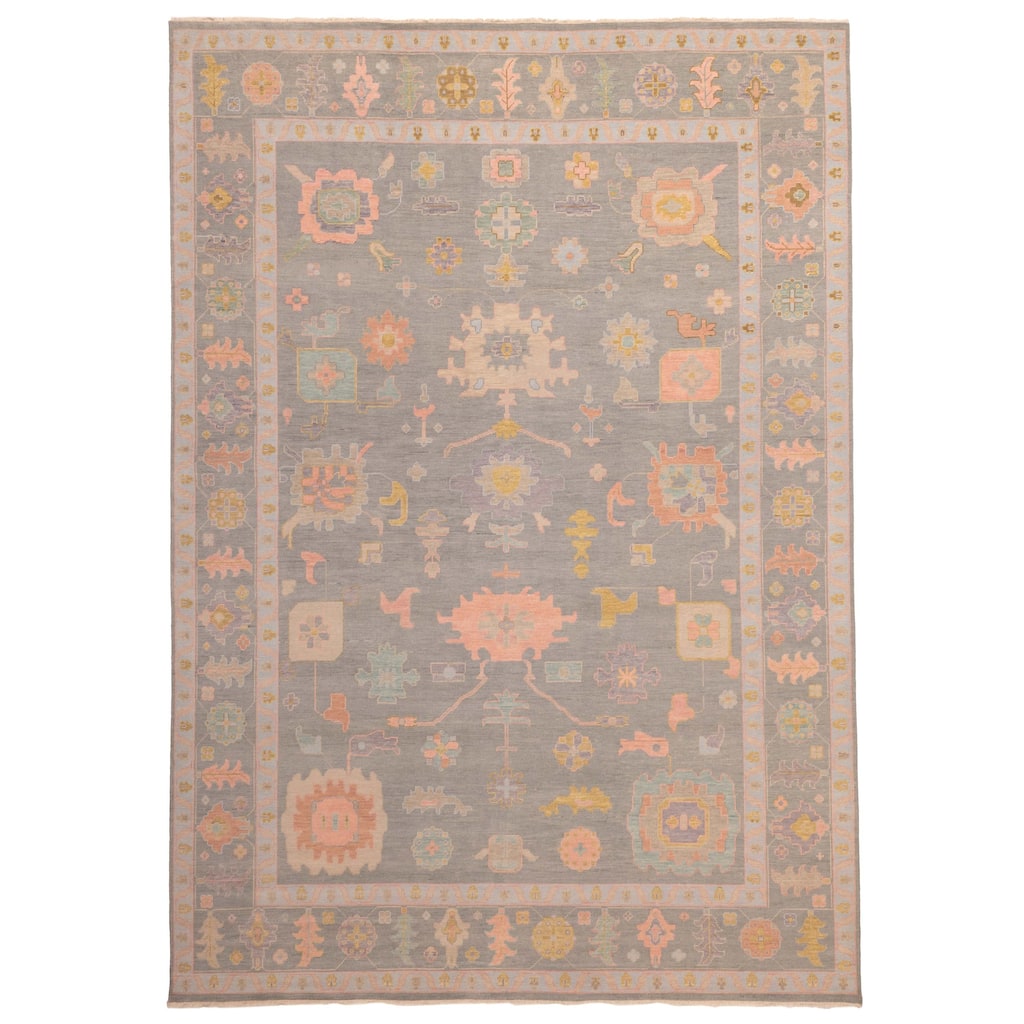 ECARPETGALLERY Hand-knotted Modern Oushak Sage Wool Rug - 9'11 x 13'9
