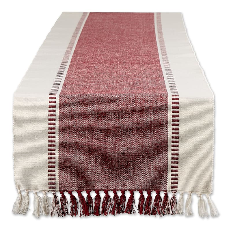 13"x72" Red Home Essentials Redwood Striped Fringe Ribbed Table Runner