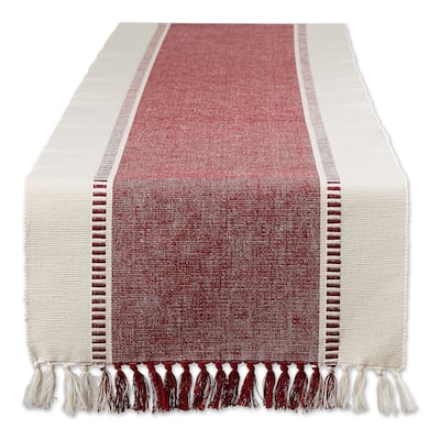 13"x72" Red Home Essentials Redwood Striped Fringe Ribbed Table Runner