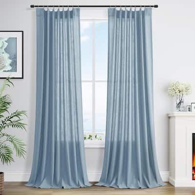 2 Panel Cream Privacy Semi Sheer Window Curtain
