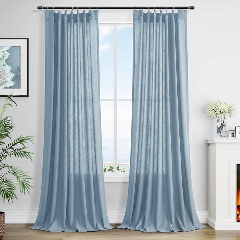 2 Panel Cream Privacy Semi Sheer Window Curtain