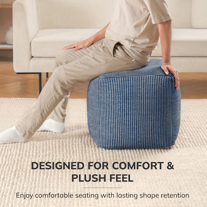Jani 20-inch Ottoman Pouf - Handcrafted Handmade Ottoman for Seating, Footrest, Home Decor for Living Room, Bedroom