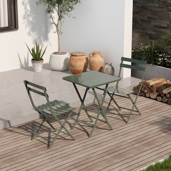 3-Pieces Patio Bistro Foldable Square Table and Chairs Set