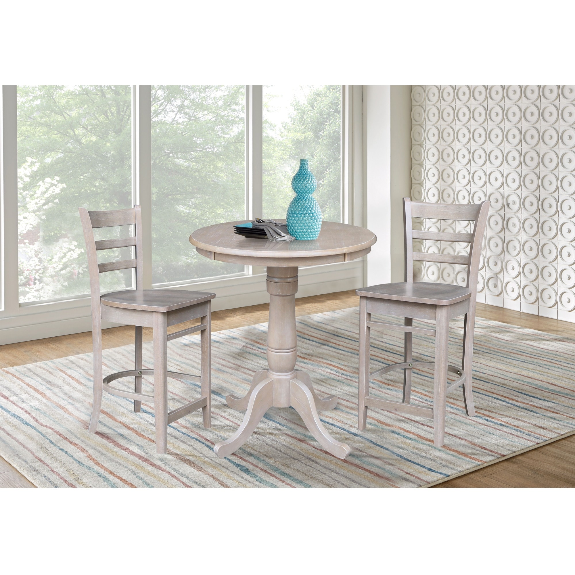 30" Round Pedestal Gathering Height Table with 2 Stools - 3 Piece Set