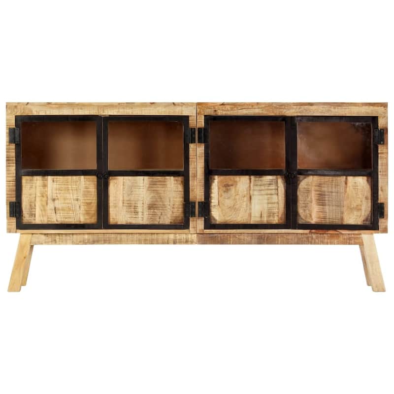 vidaXL Sideboard Brown and Black 63"x11.8"x31.5" Solid Rough Mango Wood