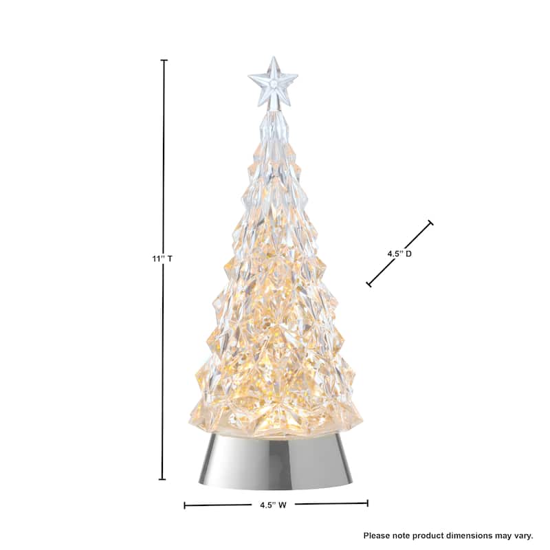 11" Crystal Tree Globe LED Battery Timer USB Plug-in