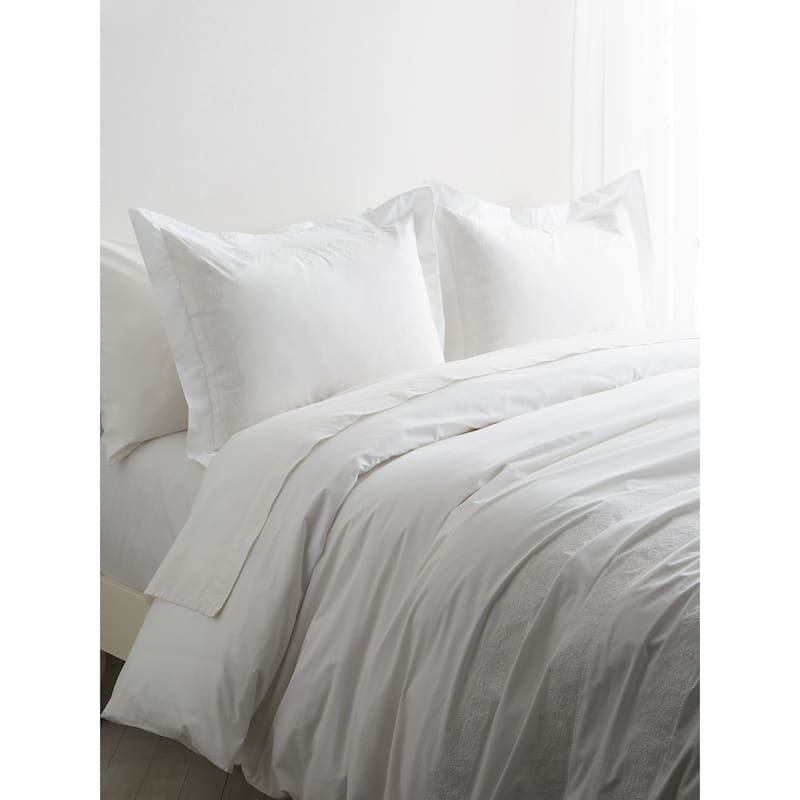 Leaf Stone Embroidery Percale Cotton Duvet Sets