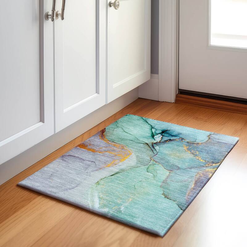 Premium Washable Super Soft Mayfield Rug - Teal - 1' 8" x 2' 6" - Rectangle